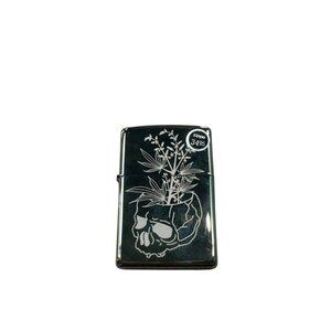 Zippo Botanical Skull Design Lighter, Black Chrome, Made in USA